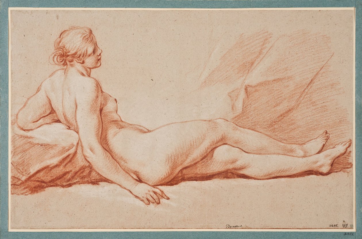 Halvt liggende kvinnelig modell av François Boucher
