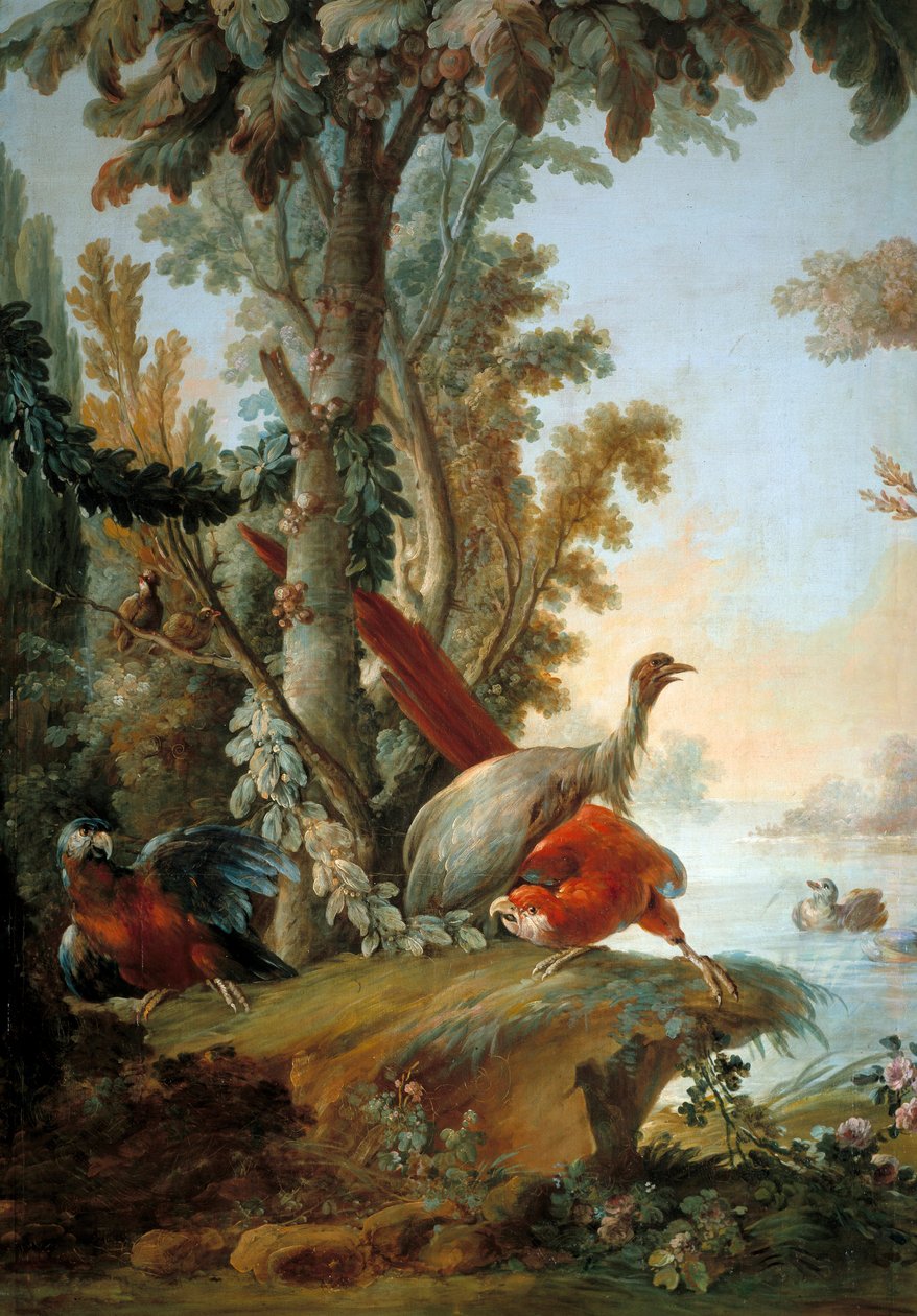 Hegre og papegøyer Maleri av Francois Boucher (1703-1770) av François Boucher