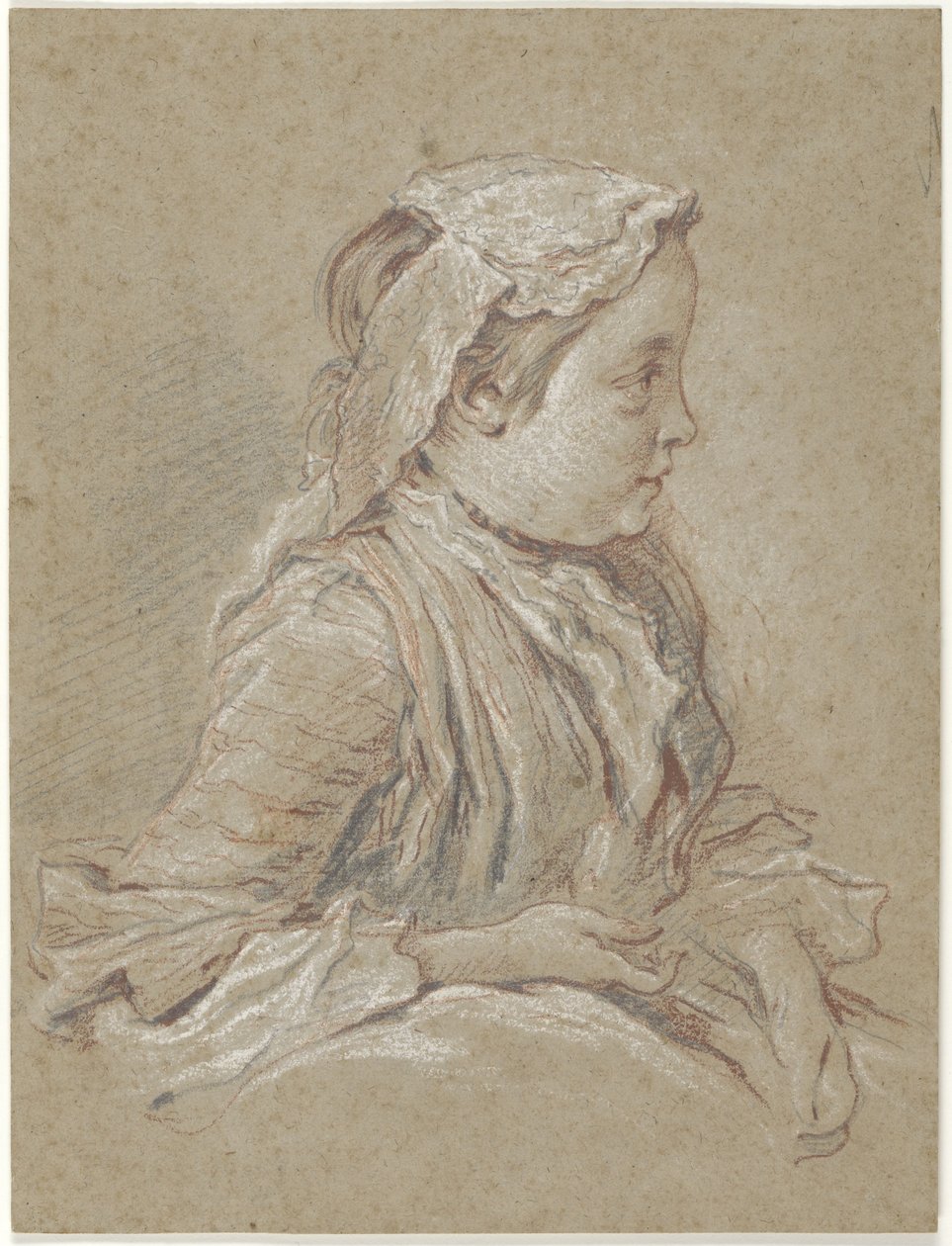Ung kvinne med blonderlue av François Boucher