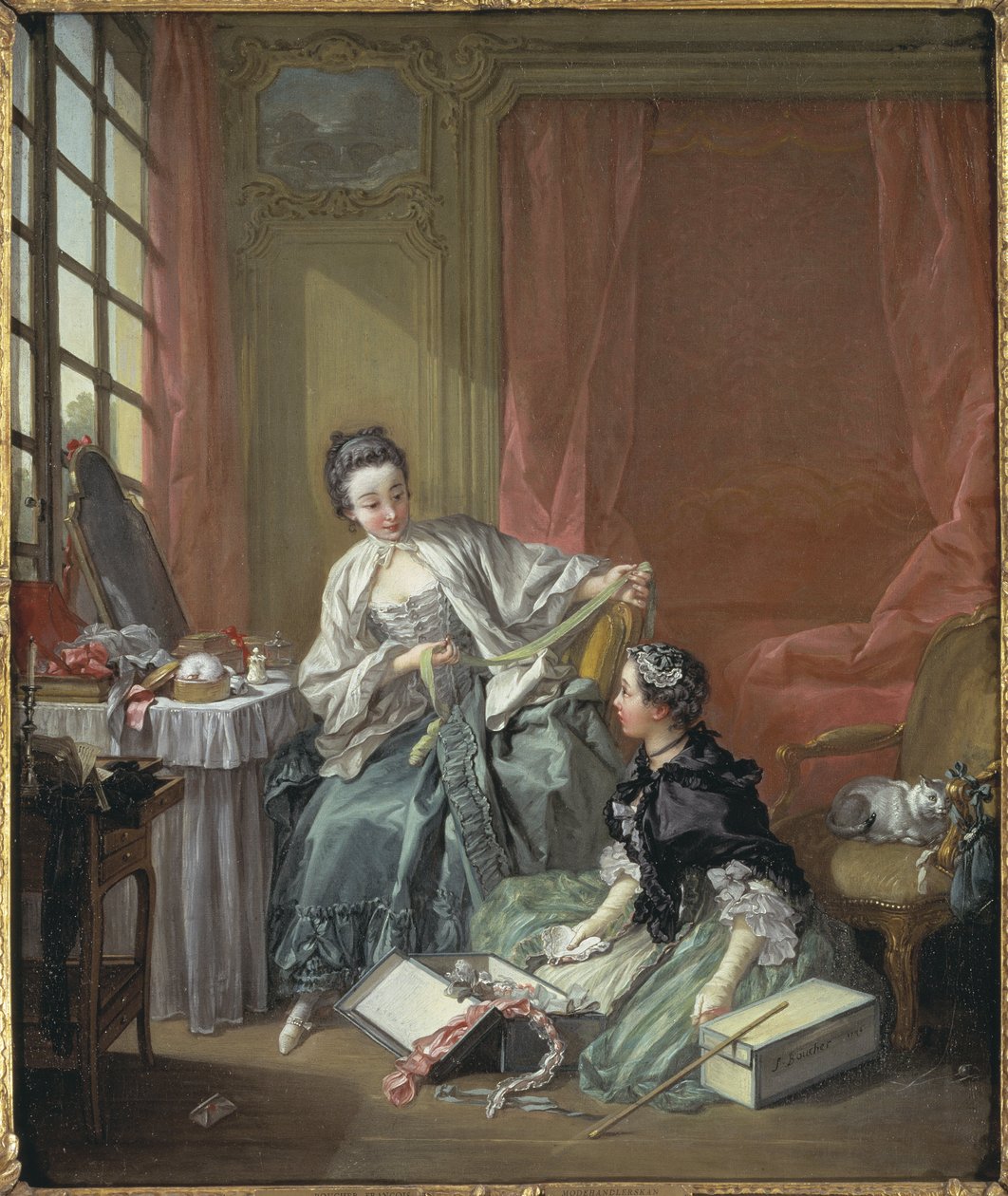 The Milliner - The Milliner, av Boucher, Francois (1703-1770). olje på lerret av François Boucher