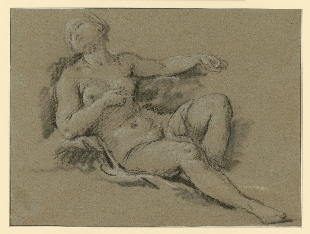 Liggende kvinnelig nakenfigur av François Boucher