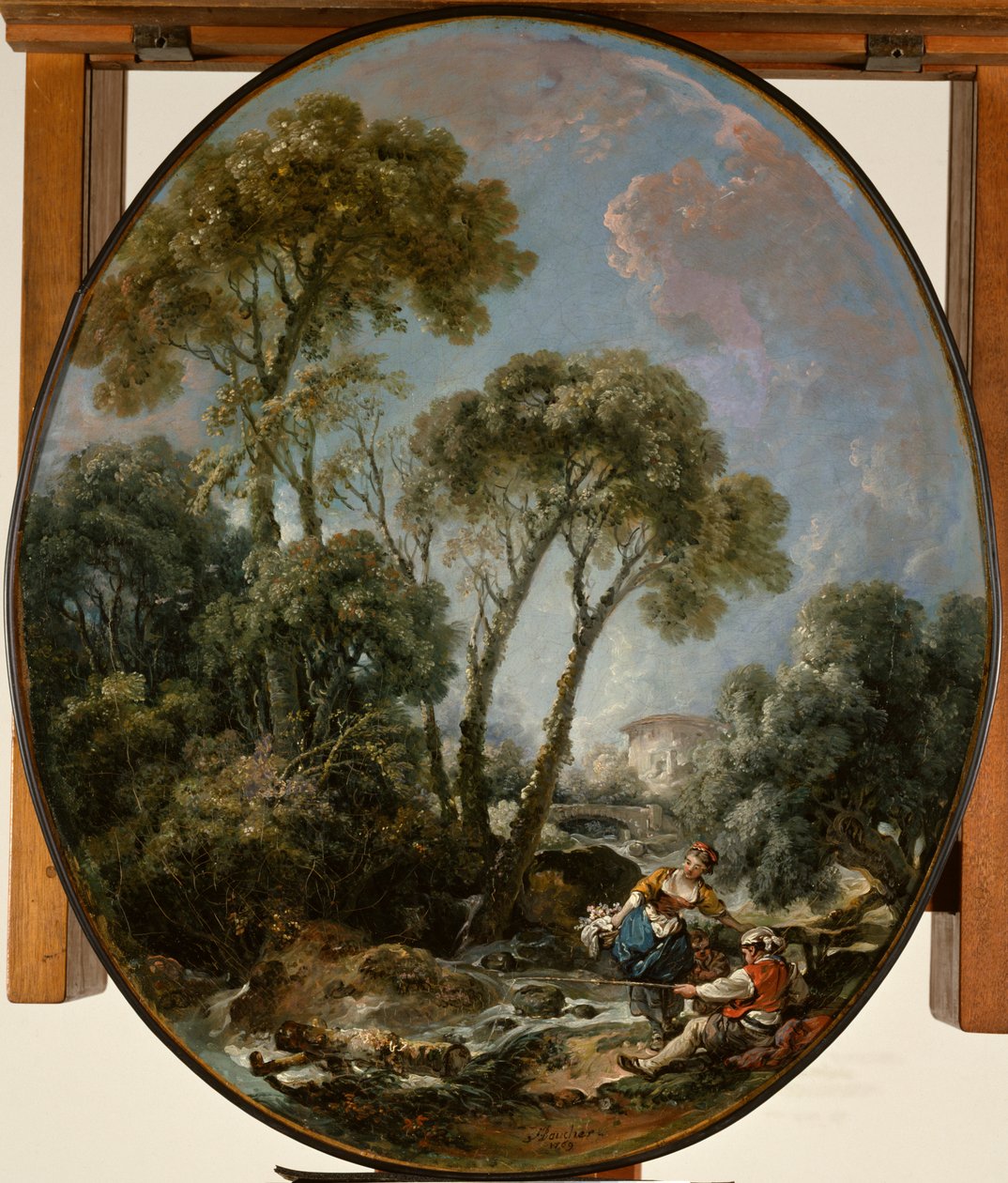 Landskap med en fisker og en ung kvinne av François Boucher
