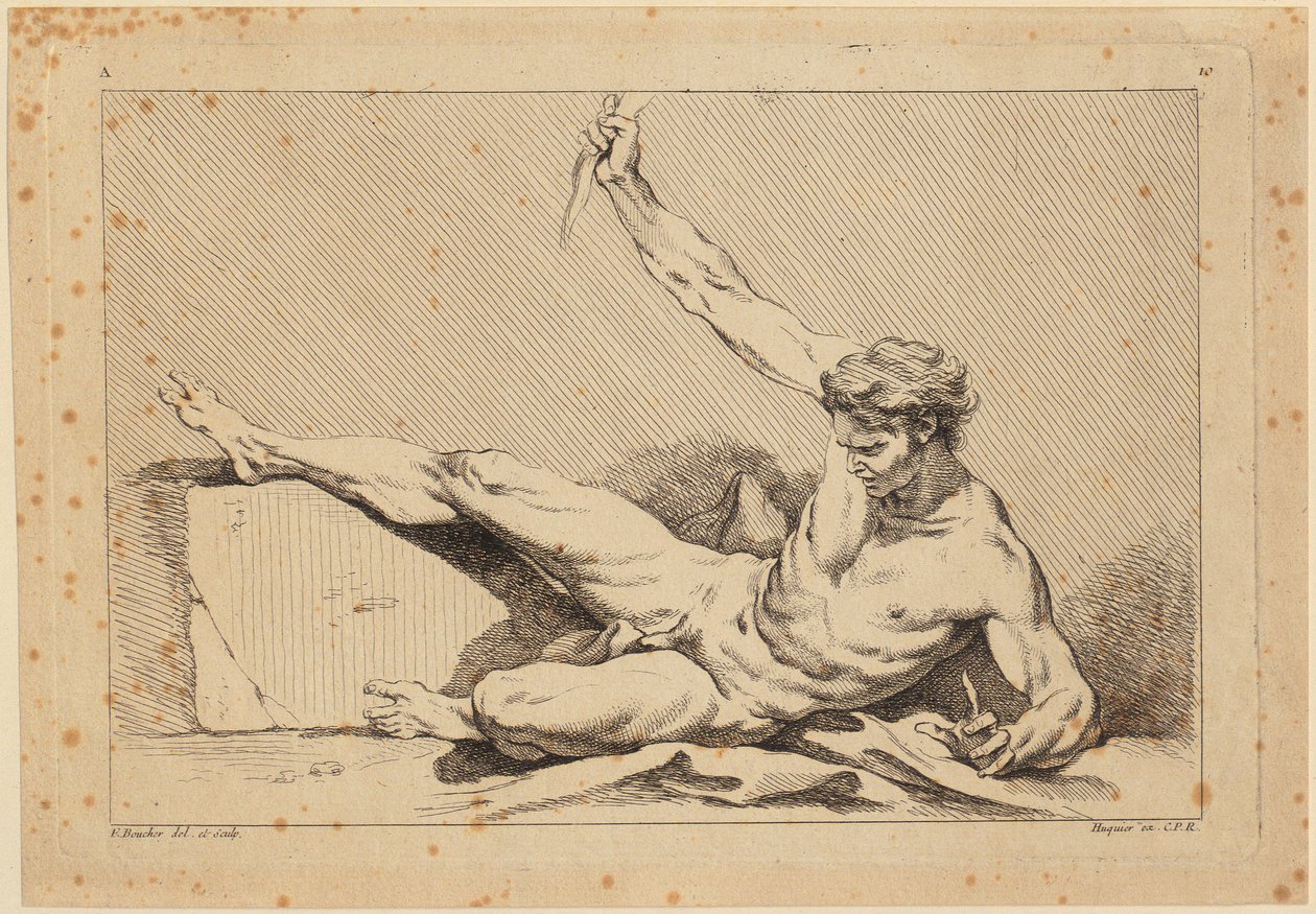 Liggende mannlig akt, blad 10 fra «Second livre de figures d
