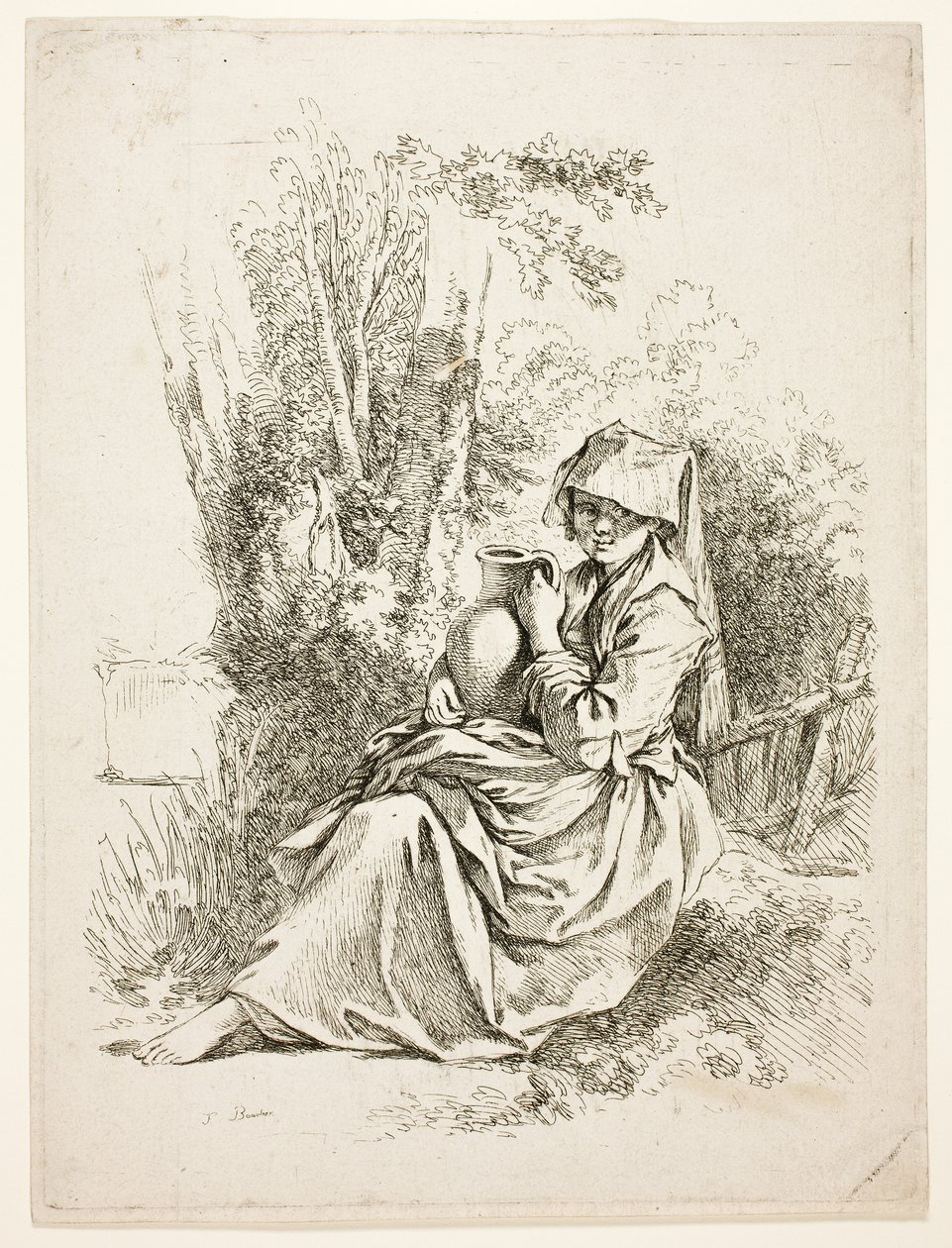 Bondekvinne med mugge av François Boucher