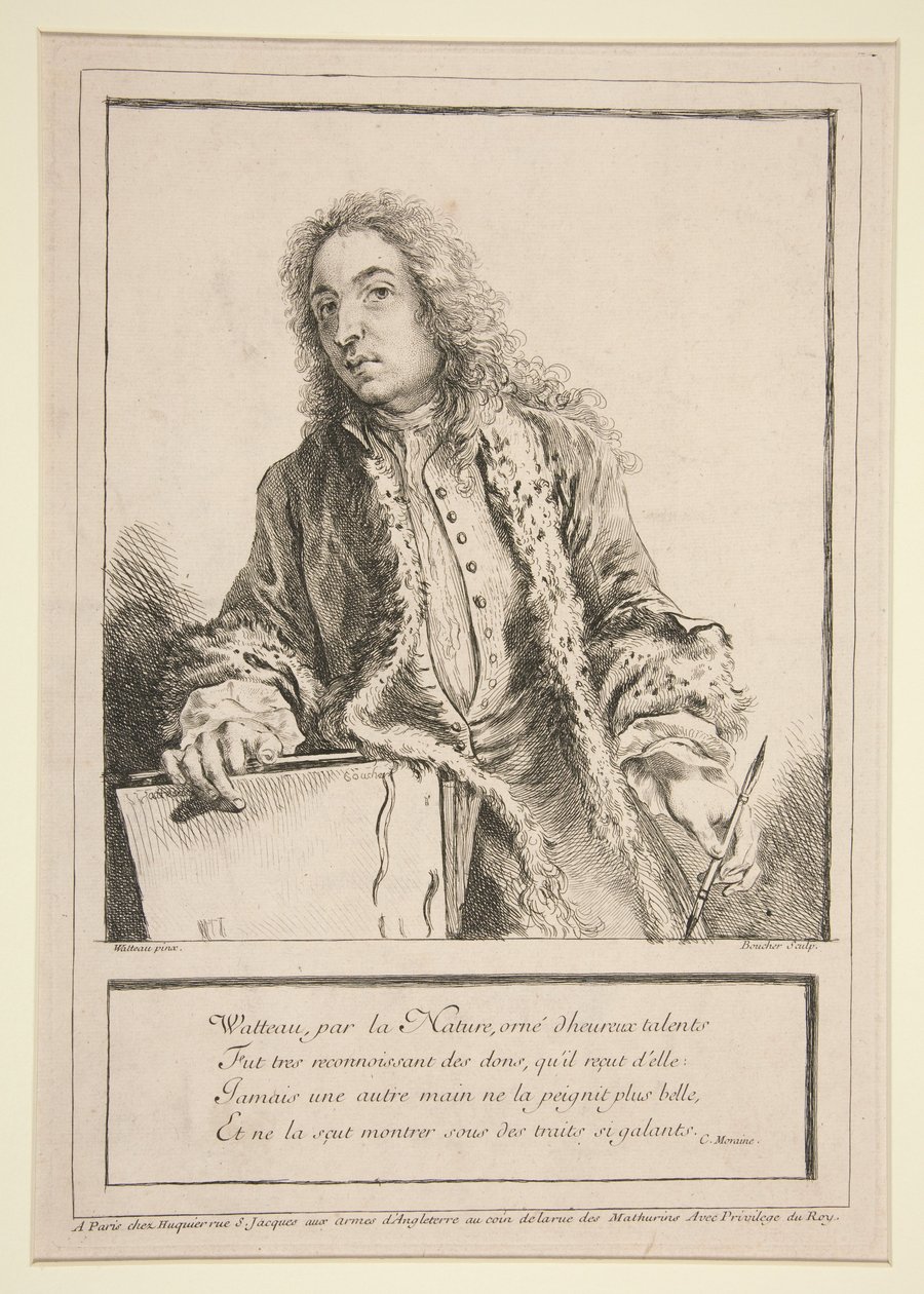 Selvportrett av Antoine Watteau av François Boucher