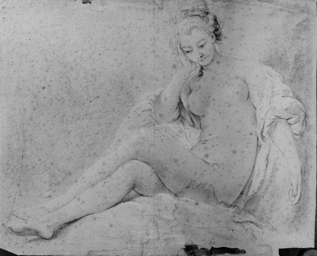 Sittende naken kvinne av François Boucher