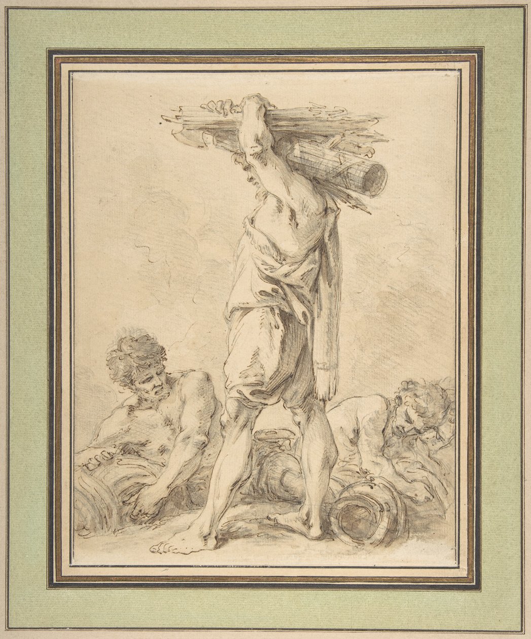 Stående mann som bærer fasces og våpen av François Boucher