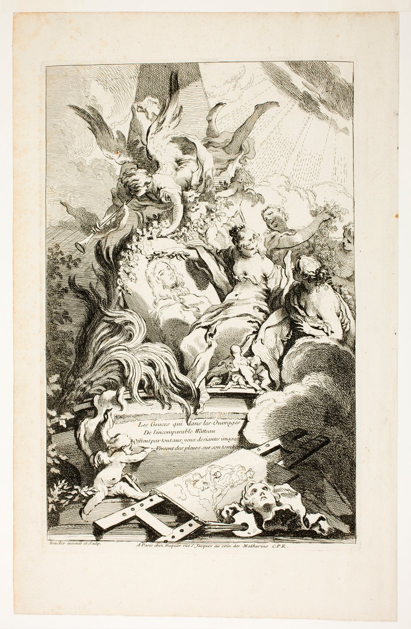 Gracene på Watteaus grav av François Boucher