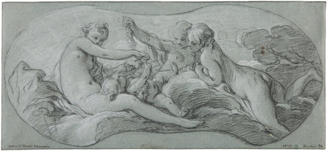 De tre gratiene leker med Amor av François Boucher