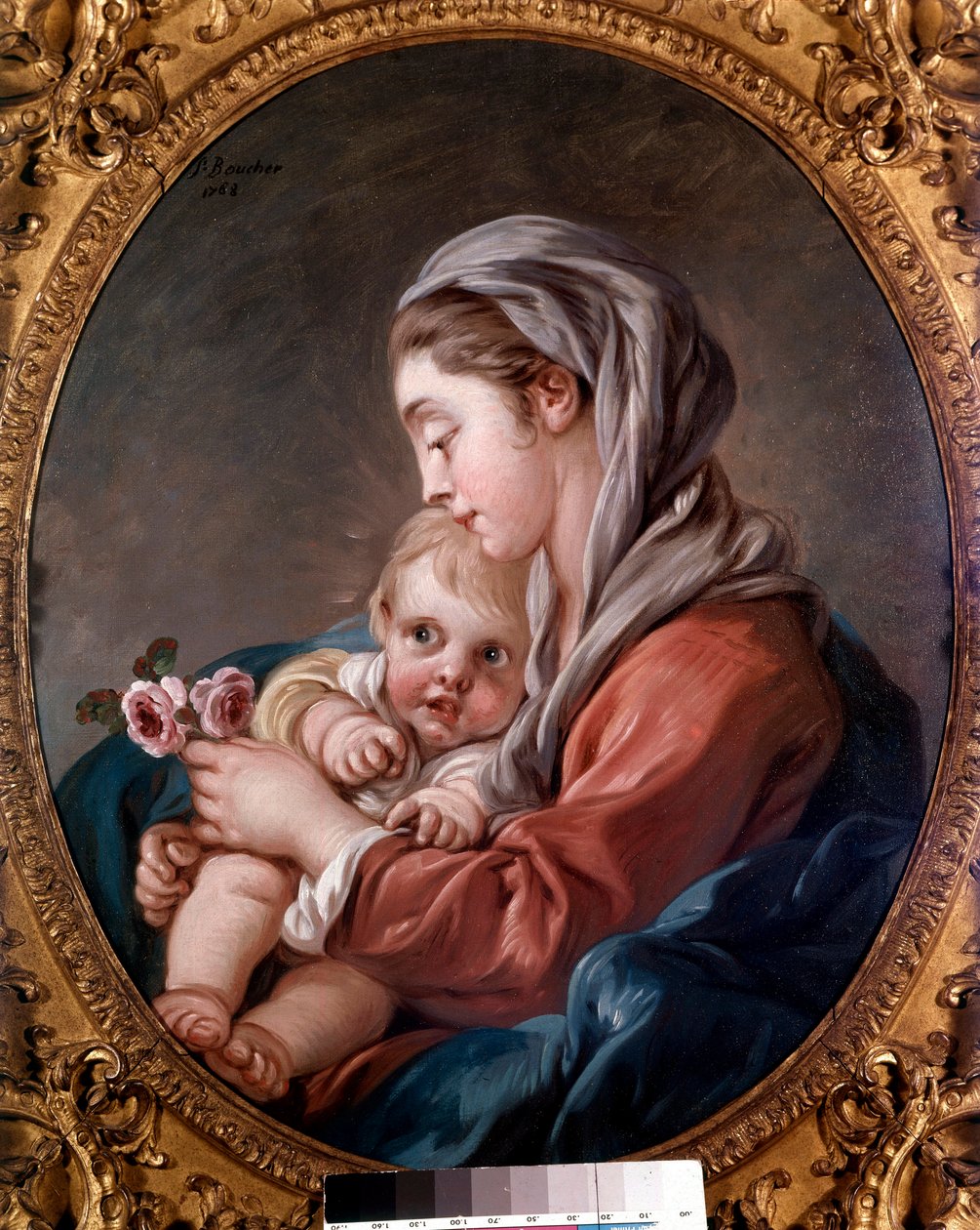 Jomfruen og Jesusbarnet maleri av Francois Boucher (1703-1770) Privatsamling fra 1700-tallet. av François Boucher