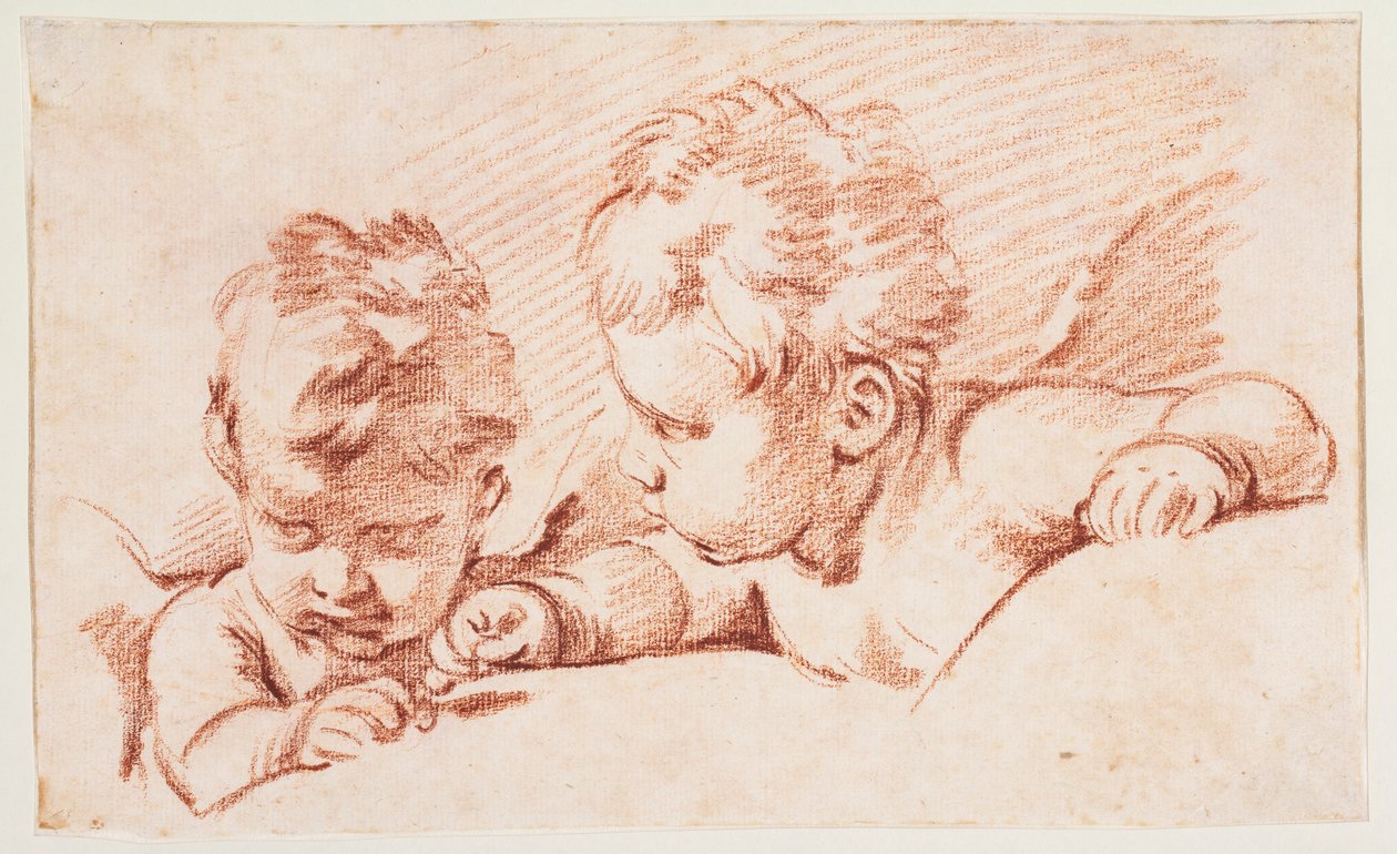 To putti. Utkast til dørstykke på Amalienborg av François Boucher