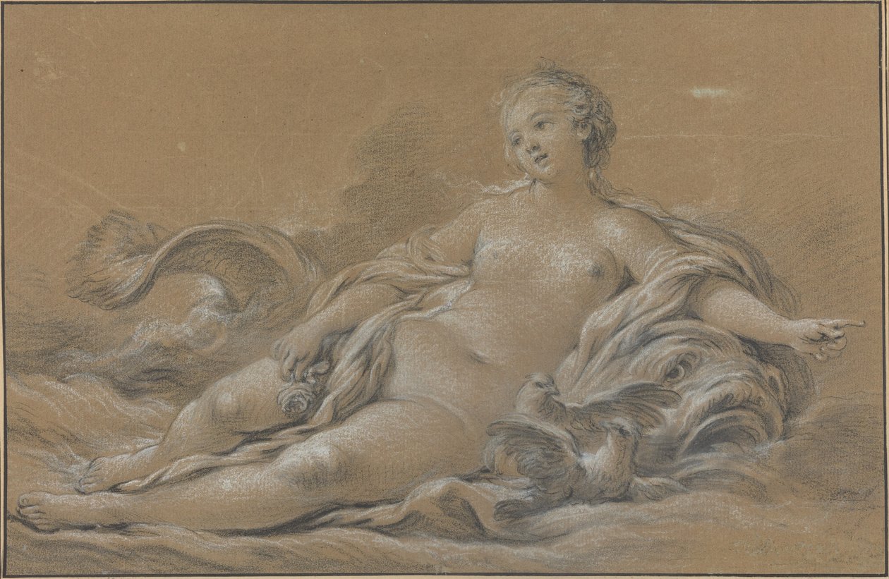 Venus liggende på en delfin av François Boucher