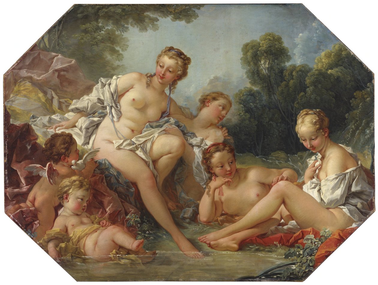 Venus i badet, omgitt av nymfer og amoriner av François Boucher