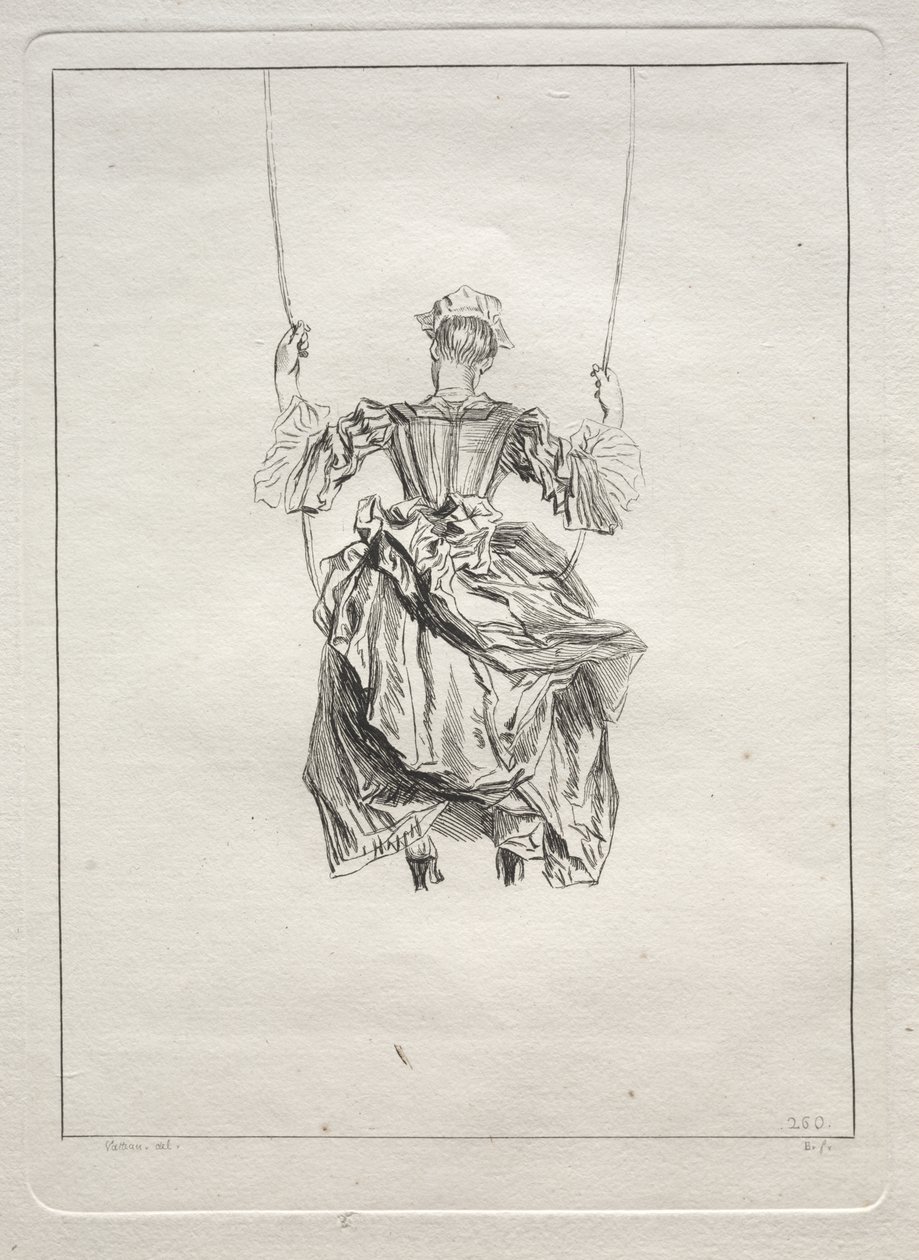 Kvinne på en huske, sett bakfra av François Boucher