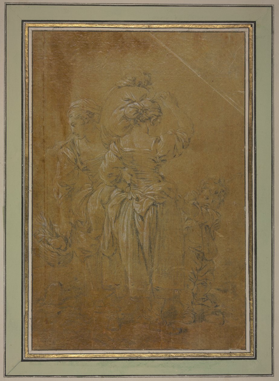 To bondekvinner med to gutter av François Boucher