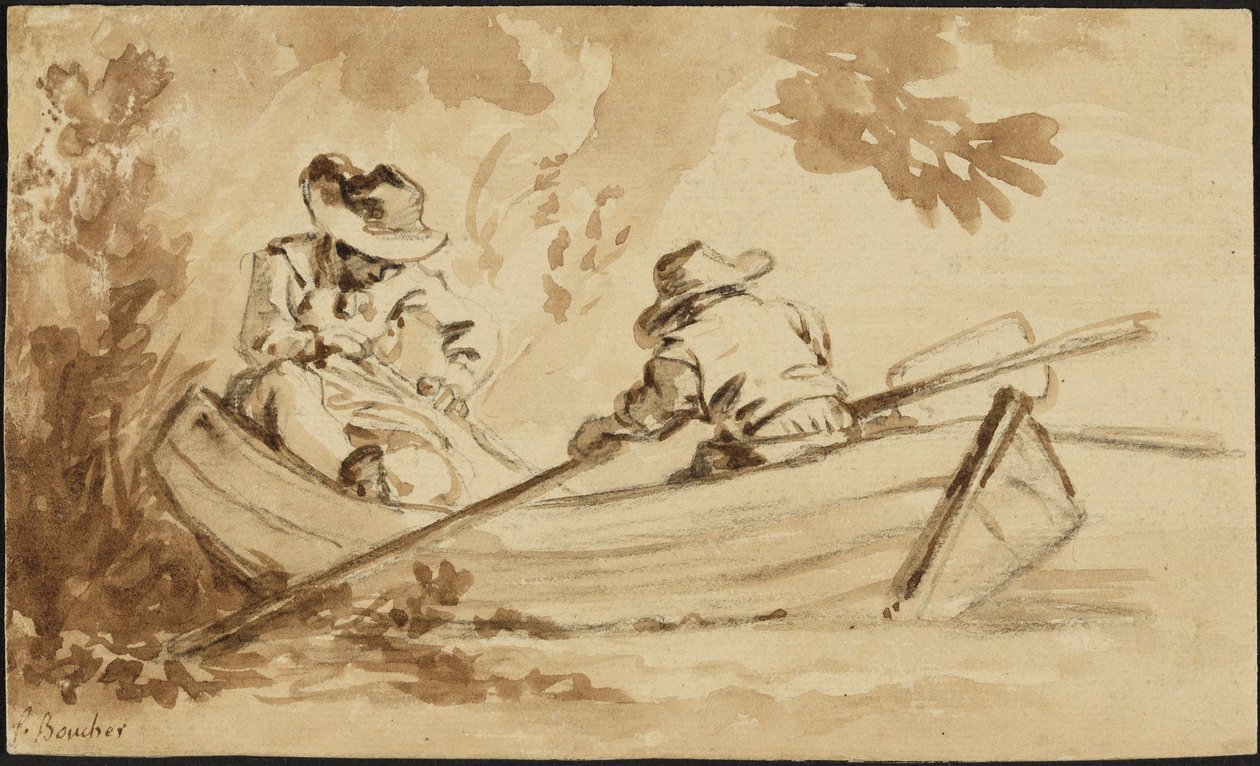 To menn i en robåt av François Boucher