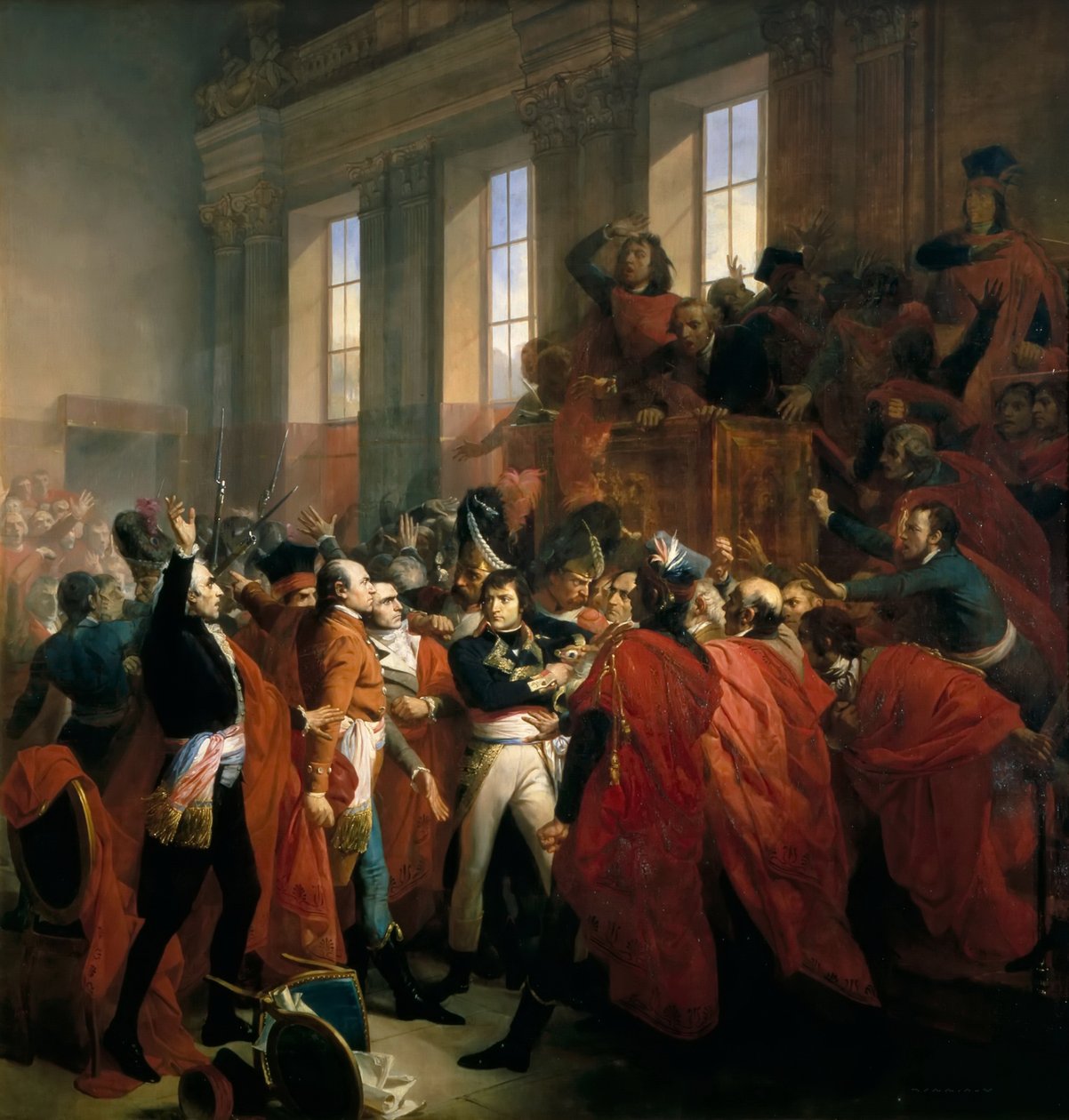 General Bonaparte omringet av medlemmer av Council of Five Hundred i Saint-Cloud, 10. november, av Francois Bouchot