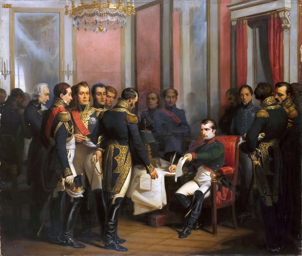 Abdikasjonen av Napoleon ved Fontainebleau 11. april 1814 av Francois Bouchot