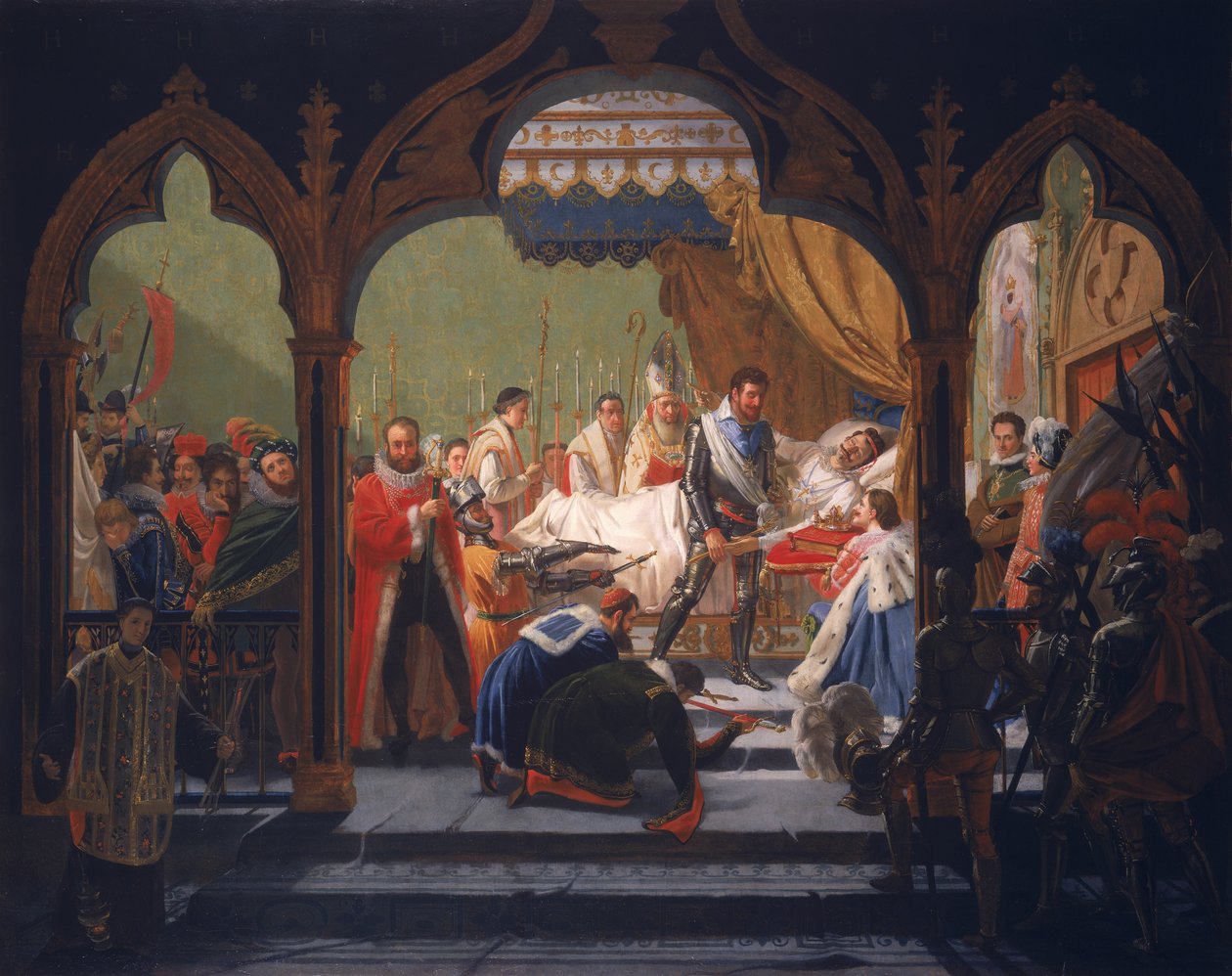 Henri IV (1553-1610) Mottok monarkiets attributter fra den døende Henri III (1551-1589) 1814 av Francois Buffet