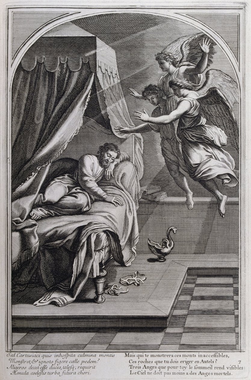 Illustrasjon fra 'Livet til St. Bruno, grunnleggeren av Chartreux-ordenen' Paris 1660. etter maleriene til Eustache Le Sueur og gravert av Fran Sois Chauveau ©UIG/Leemage av Francois Chauveau