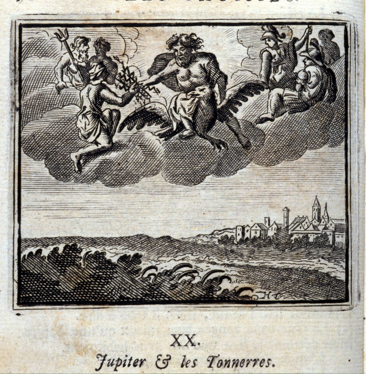 Jupiter and the Thunners.Fables av Jean de La Fontaine (1621-95). Illustrasjon av François Chauveau (1613-1676). Utgave av 1728. av Francois Chauveau