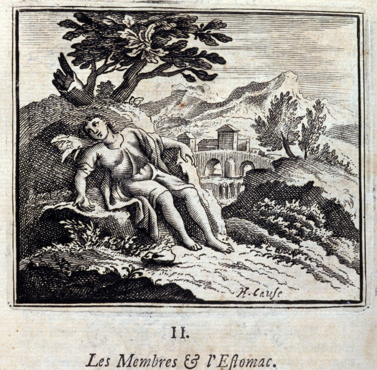 Medlemmer og mage. Fabler av Jean de La Fontaine (1621-95). Illustrasjon av François Chauveau (1613-1676). Utgave av 1728. av Francois Chauveau