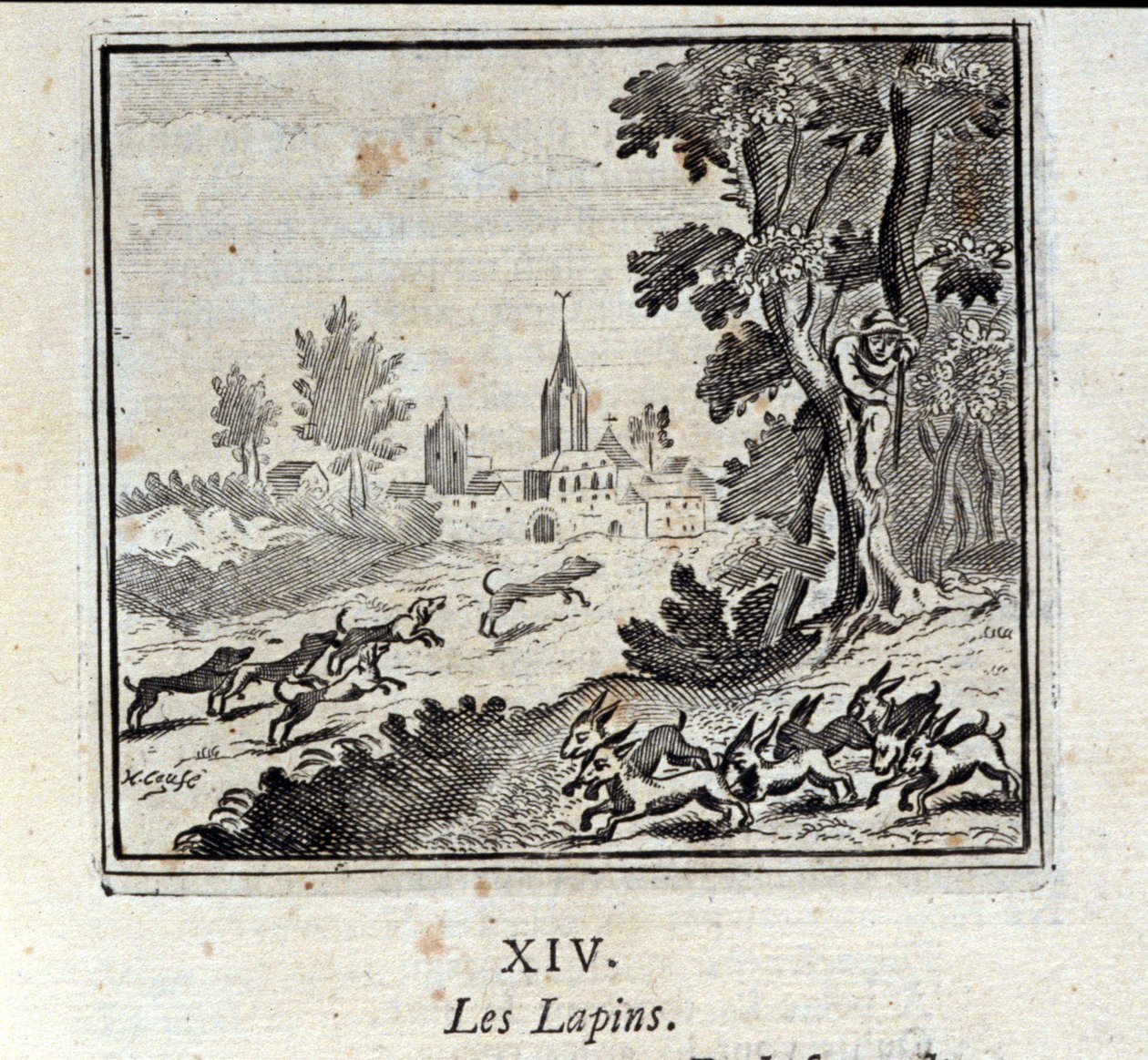 Kaniner. Fabler av Jean de La Fontaine (1621-95). Illustrasjon av François Chauveau (1613-1676). Utgave av 1728. av Francois Chauveau