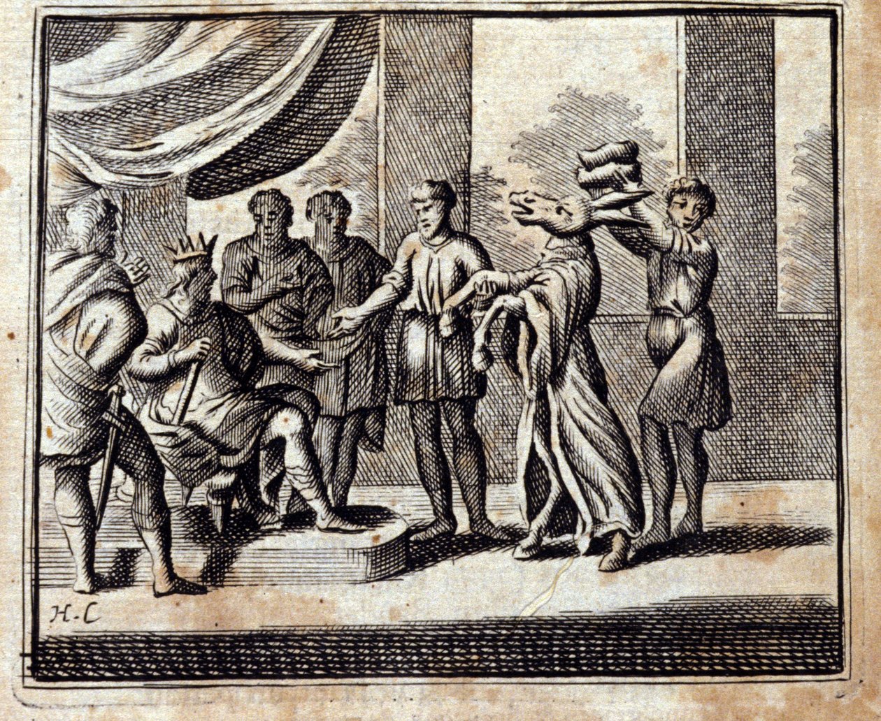 Charlatanen. Fabler av Jean de La Fontaine (1621-95). Illustrasjon av Francois Chauveau (1613-1676). Utgave av 1728. av Francois Chauveau