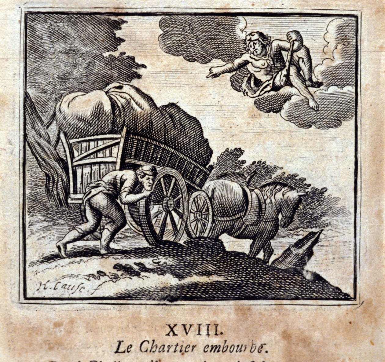 The Chartier plager. Fabler av Jean de La Fontaine (1621-95). Illustrasjon av Francois Chauveau (1613-1676). Utgave av 1728. av Francois Chauveau