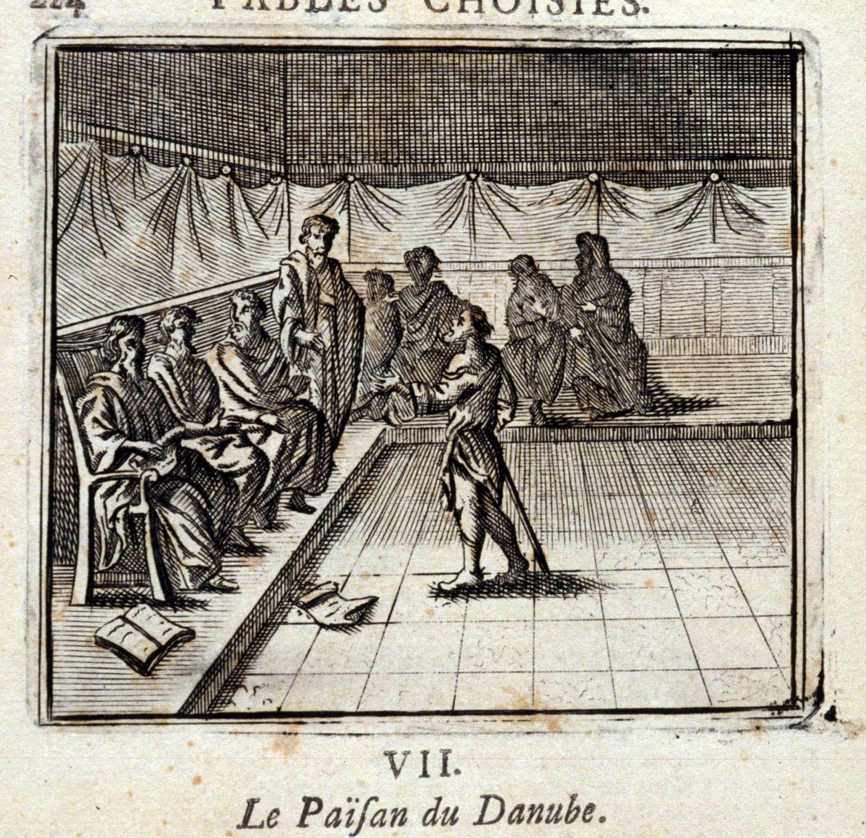 Donaubonden. Fabler av Jean de La Fontaine (1621-95). Illustrasjon av François Chauveau (1613-1676). Utgave av 1728. av Francois Chauveau