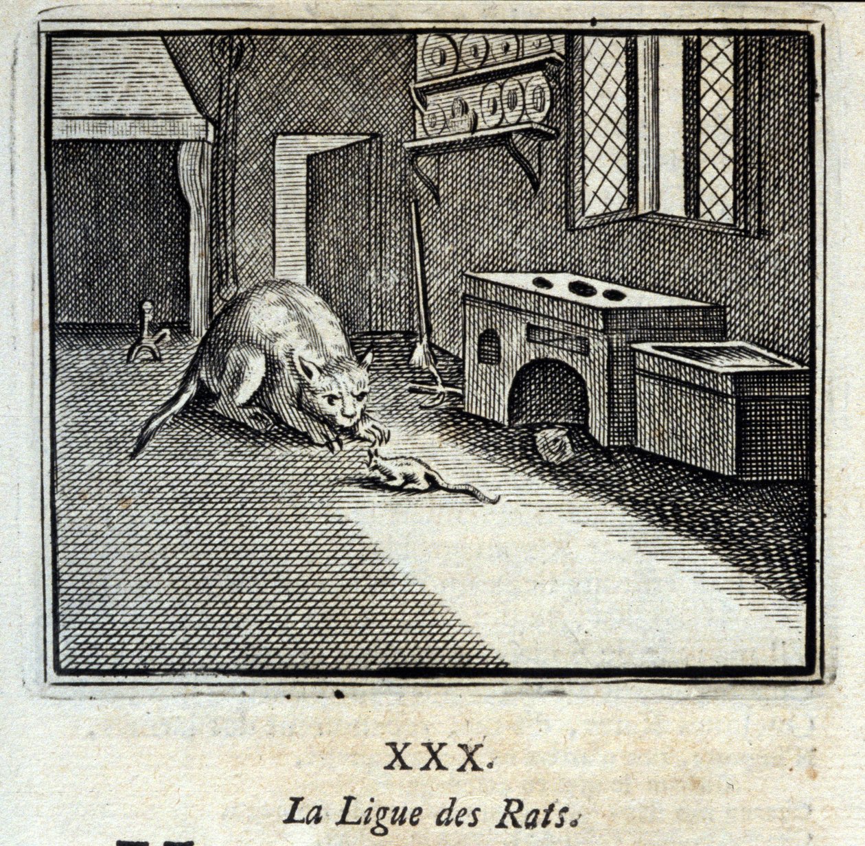 Rotteligaen. Fabler av Jean de La Fontaine (1621-95). Illustrasjon av François Chauveau (1613-1676). Utgave av 1728. av Francois Chauveau