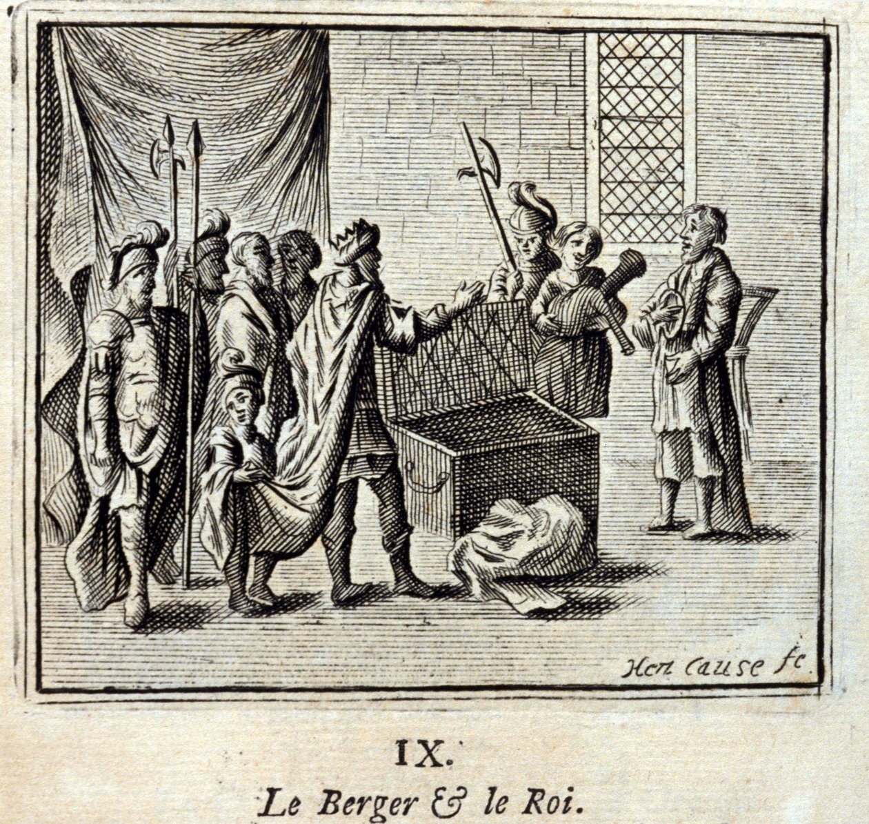 Hyrden og kongen. Fabler av Jean de La Fontaine (1621-95). Illustrasjon av François Chauveau (1613-1676). Utgave av 1728. av Francois Chauveau