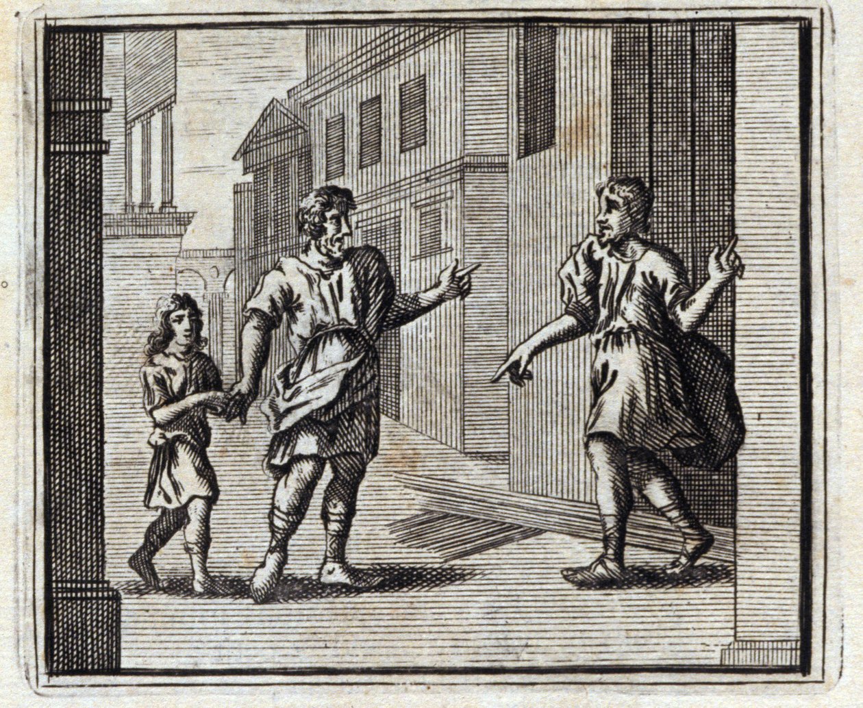 Depositaren er vantro. Fabler av Jean de La Fontaine (1621-95). Illustrasjon av François Chauveau (1613-1676). Utgave av 1728. av Francois Chauveau