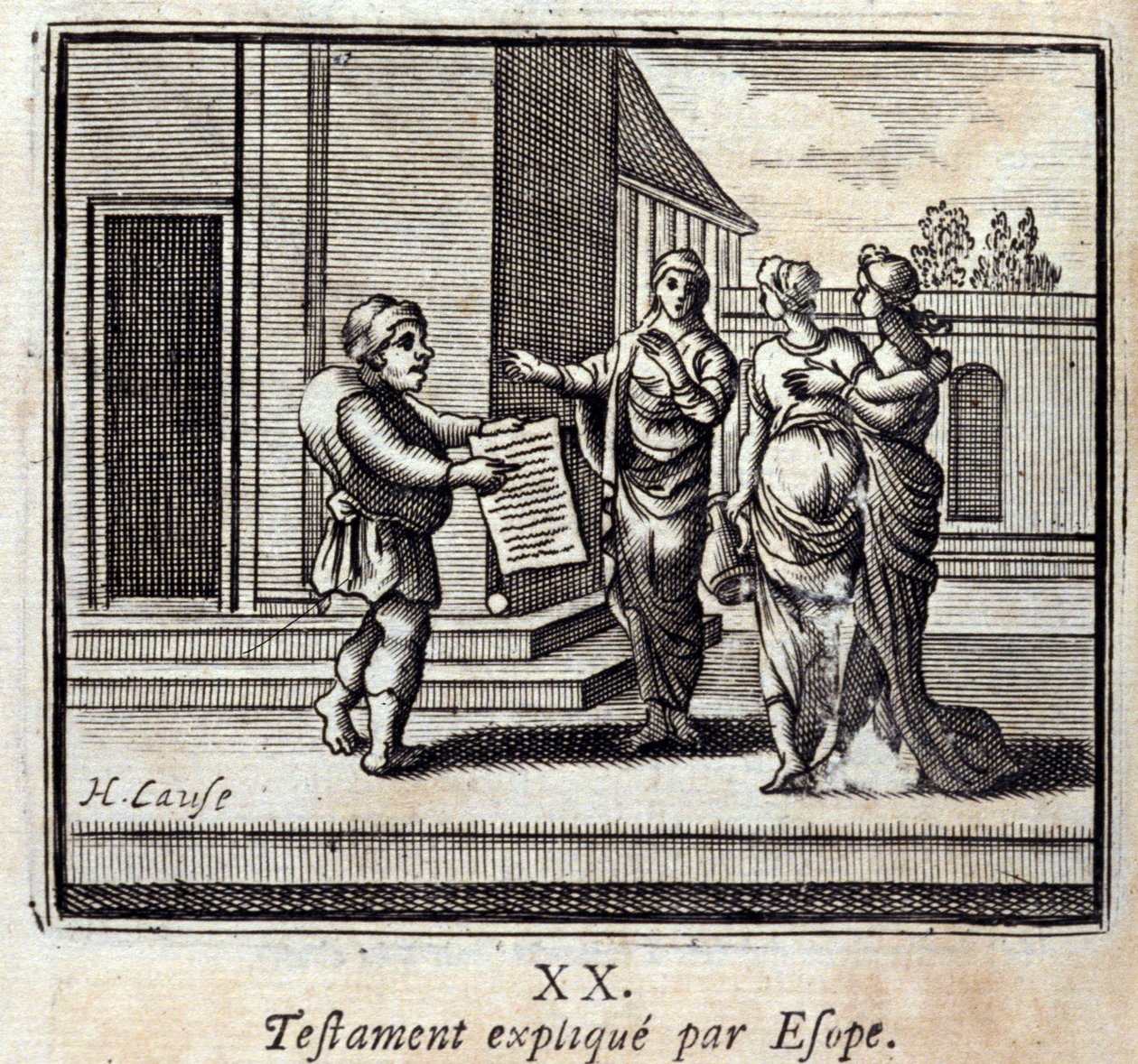 Will forklart av Aesop. Fabler av Jean de La Fontaine (1621-95). Illustrasjon av Francois Chauveau (1613-1676). Utgave av 1728. av Francois Chauveau