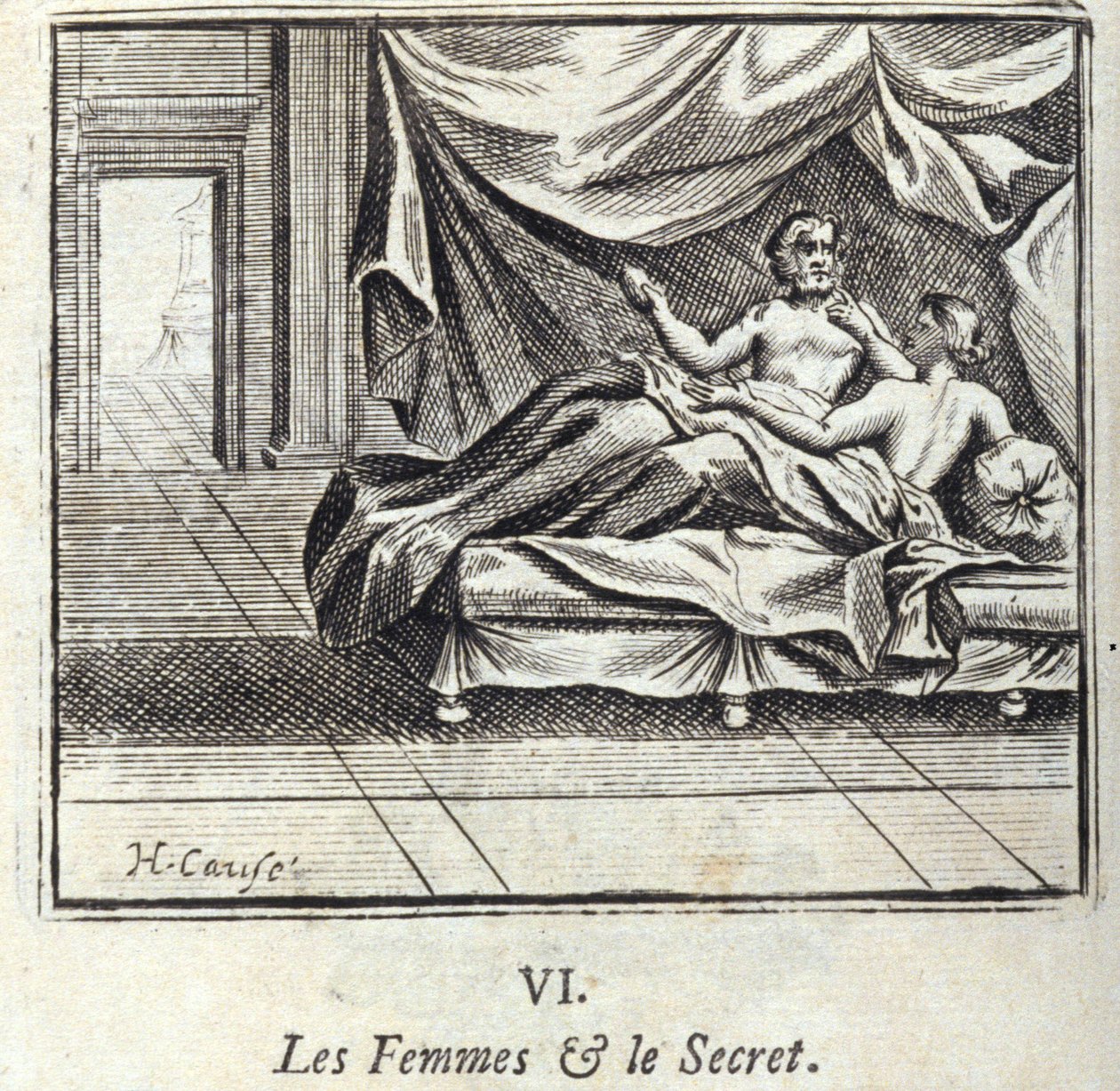 Kvinner og hemmelighet. Fabler av Jean de La Fontaine (1621-95). Illustrasjon av Francois Chauveau (1613-1676). Utgave av 1728. av Francois Chauveau