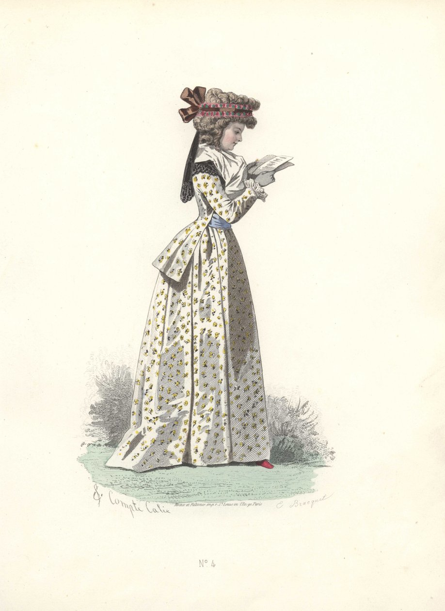 Kvinne som leser en bok, Marie Antoinettes tid. av Francois Claudius Compte Calix