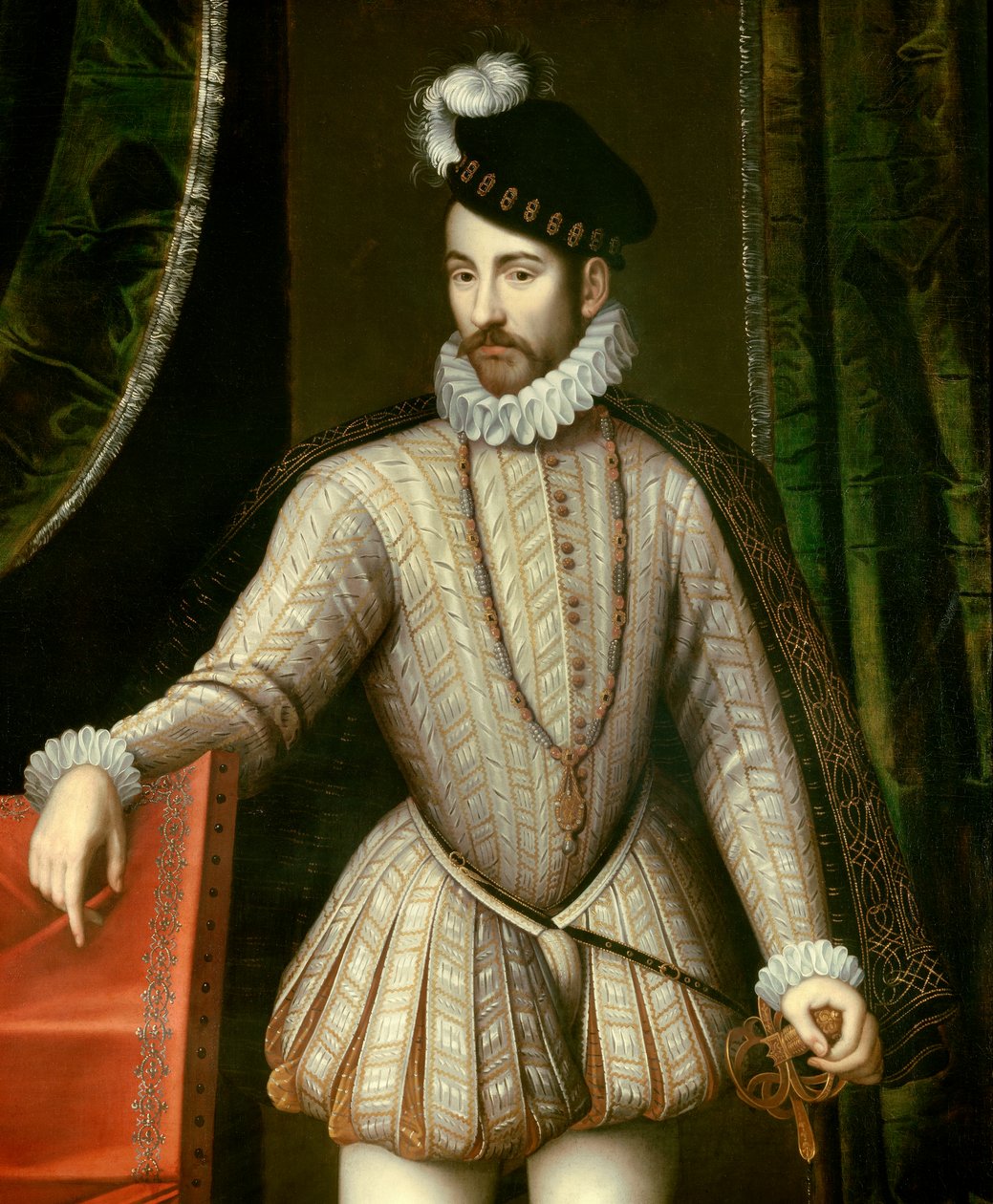 Portrett til fots av Charles IX (1550 - 1574) konge av Frankrike. Detalj. Maleri av Francois Clouet (1515-1572) av François Clouet