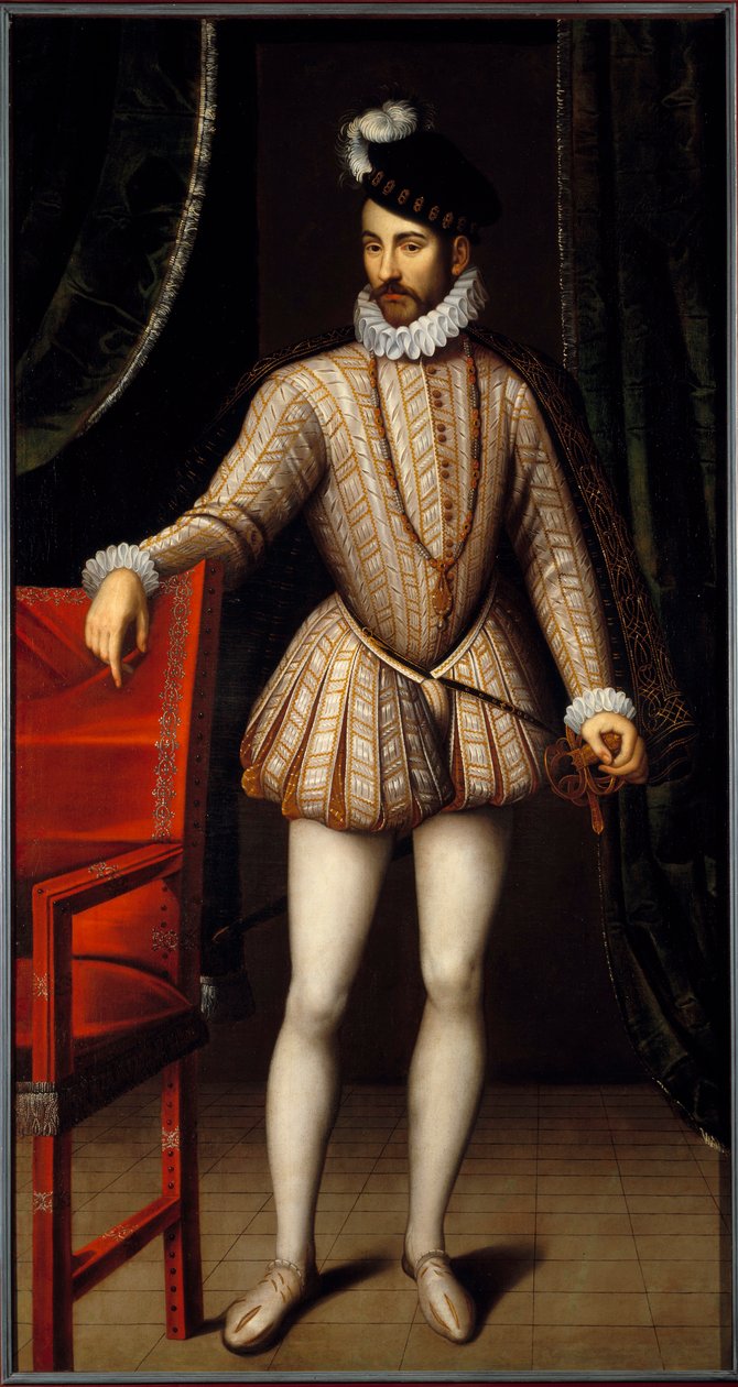 Portrett til fots av Charles IX (1550 - 1574) konge av Frankrike. Maleri av Francois Clouet (1515-1572) av François Clouet