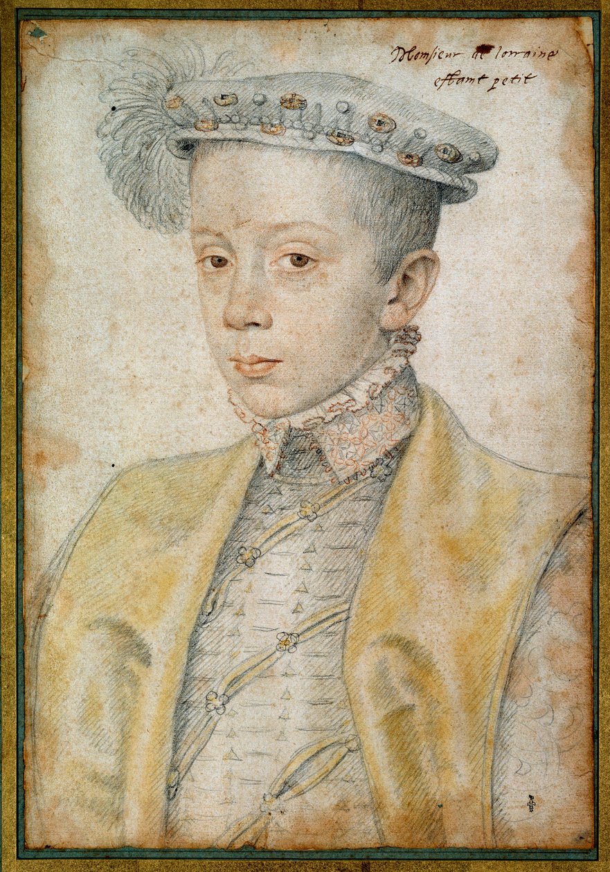 Portrett av Charles II hertug av Lorraine og Bar (1543-1608). Tegning av blod og svart stein av Clouet Francois (1515-1572) av François Clouet