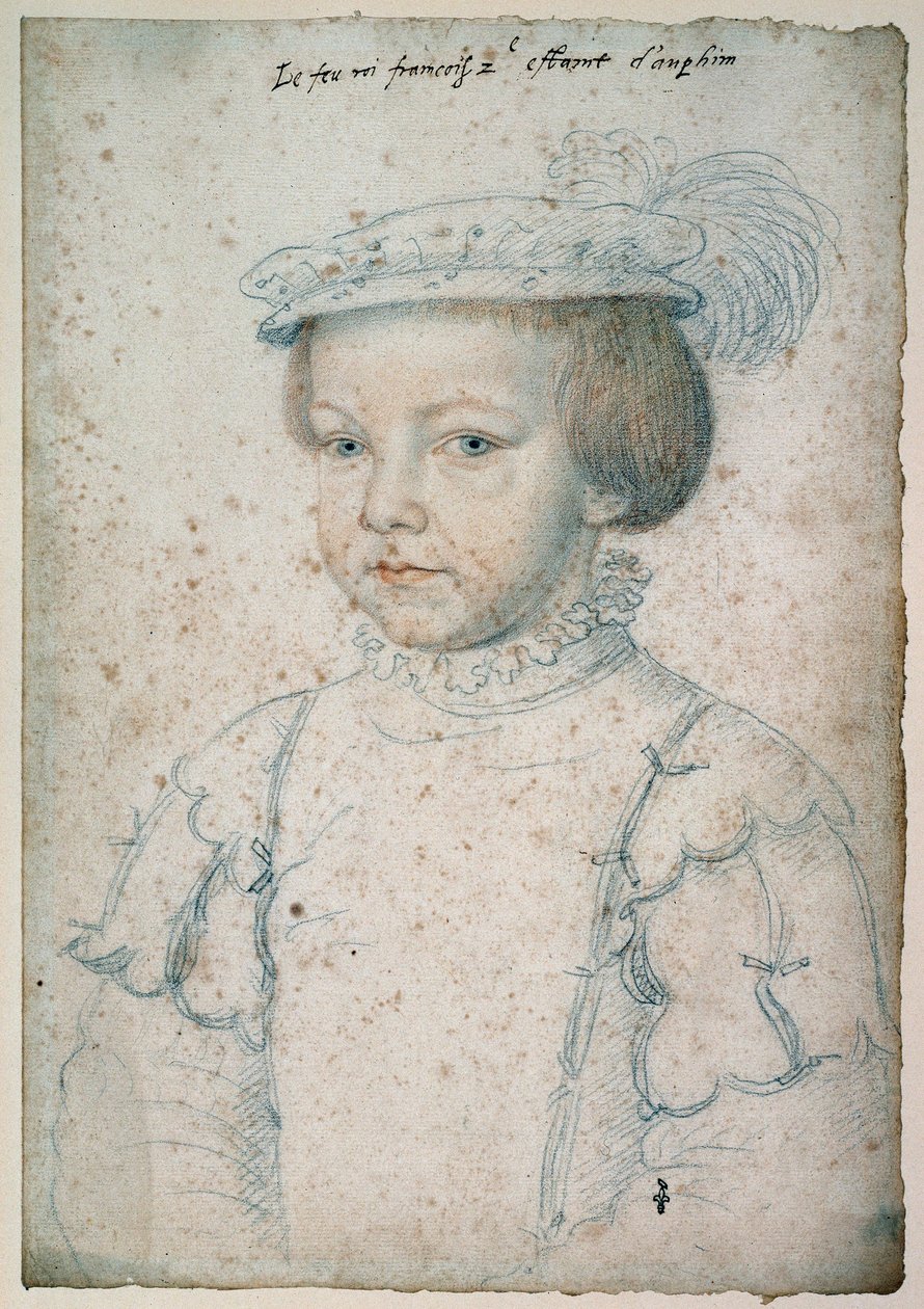 Portrett av kongen av Frankrike Francois II (1544-1560). Tegning av Francois Clouet (1515-1572) av François Clouet