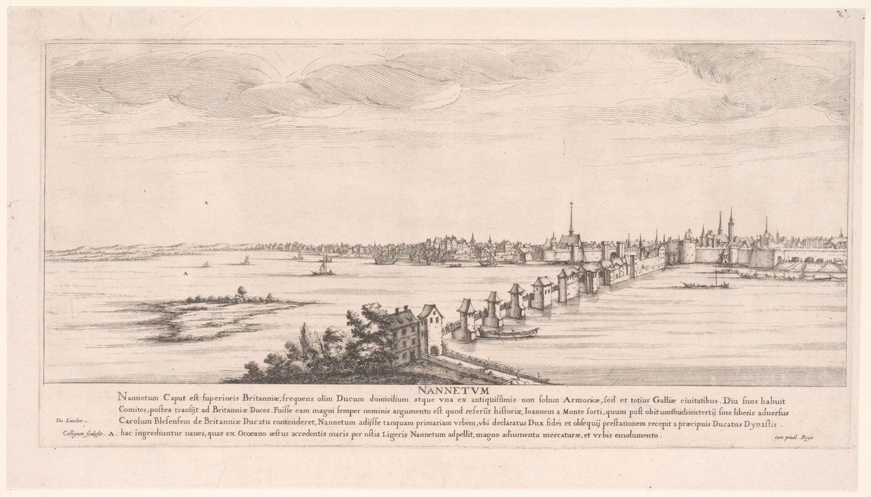 Utsikt over Nantes Nannetum (tittel på objekt) Elvelandskap i Frankrike (serietittel) av Francois Collignon