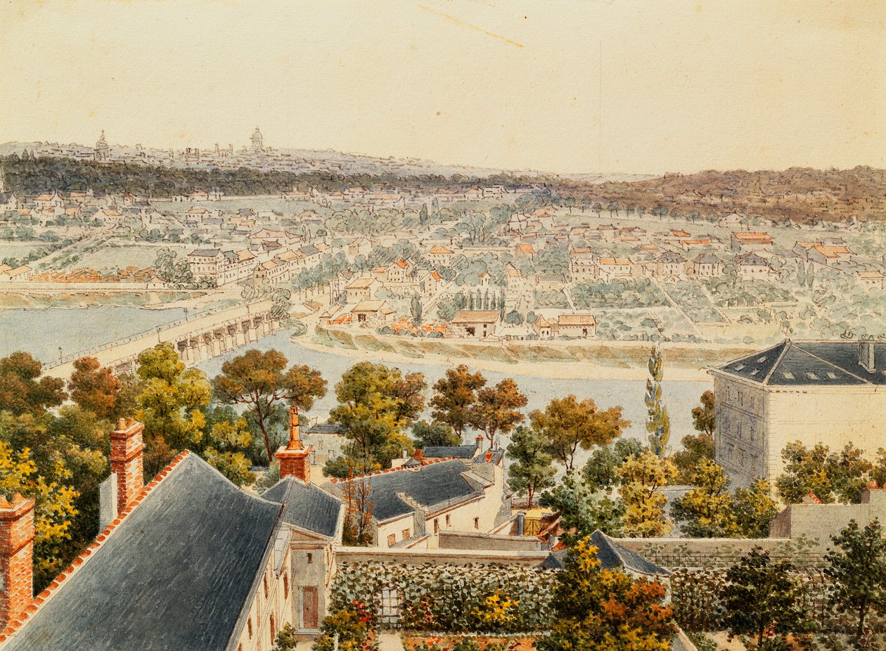 En utsikt over Paris fra høyden av Saint Cloud, 1791 av Francois Debret