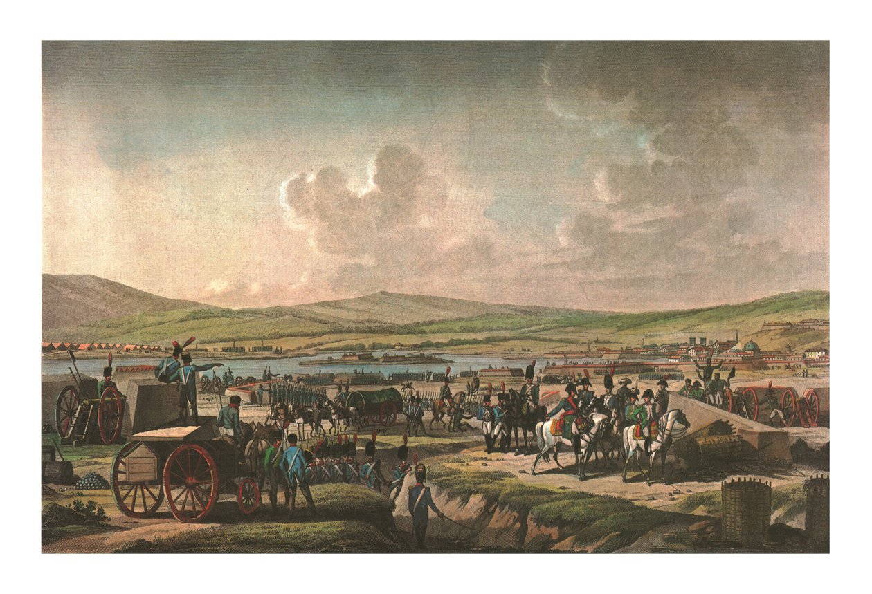 Napoleon besøkte beleiringsverkene ved Danzig ledet av marskalk Lefebvre, 9. mai 1807, c1850 av Francois Dequevauviller