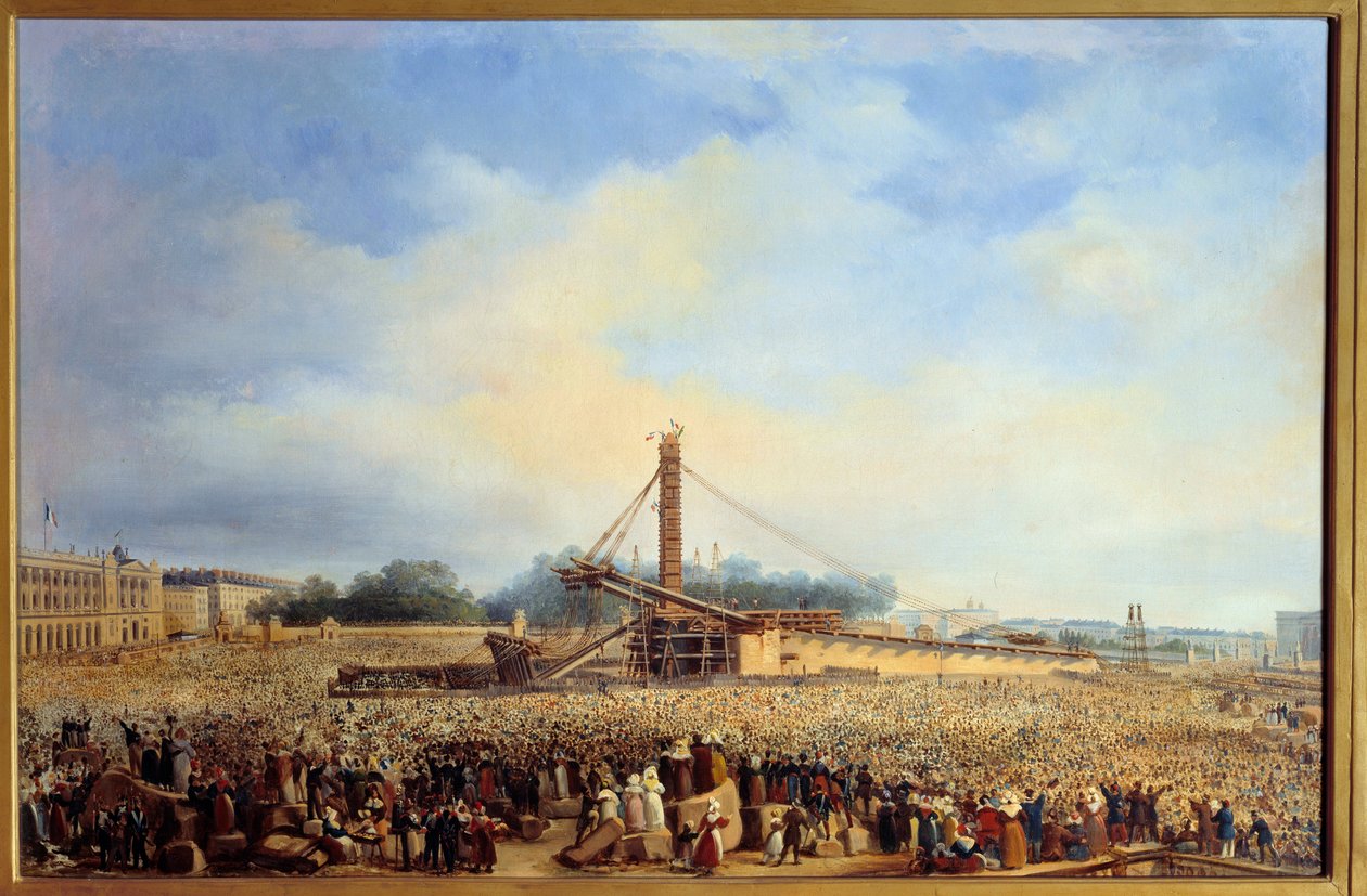 Oppføring av obelisque de Luxor place de la concorde i Paris (25. oktober av Francois Dubois