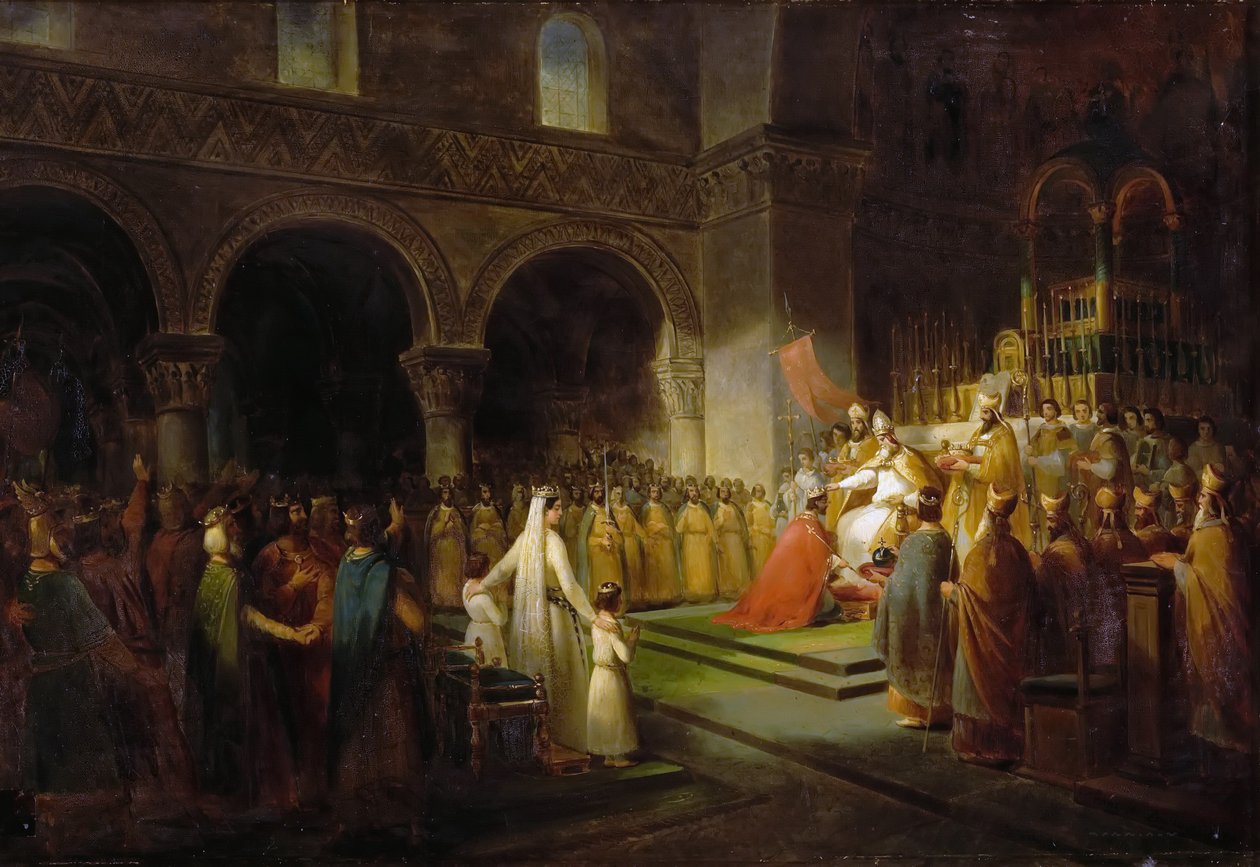 Salvelsen av Pepin den korte i Saint-Denis, 28. juli 754 av Francois Dubois