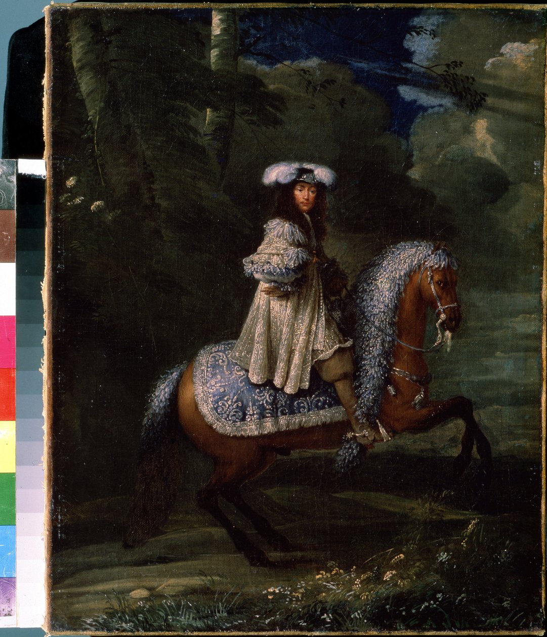 Horseman in Blue (Equestrian Portrait of Louis XIV, ca. 1670, olje på lerret) av Francois Duchatel