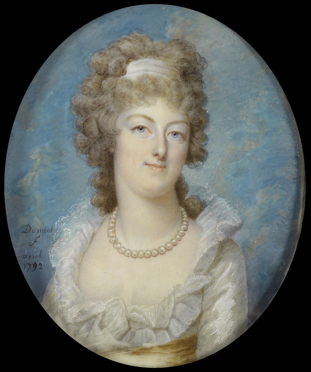 Portrett av dronning Marie Antoinette med et perlekjede, 1792 av Francois Dumont