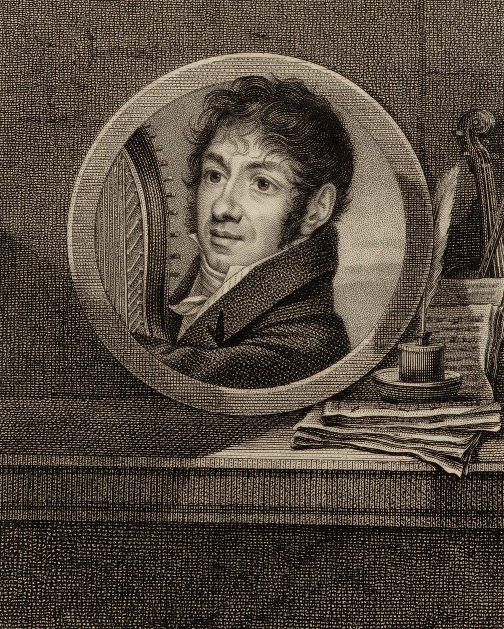 Portrett av harpisten og komponisten Jean-Aimé Vernier 1769-1840, ca. 1800. av Francois Dumont