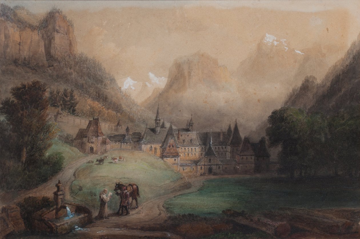 La Grande Chartreuse 1869 (Akvarell på papir) av Francois Edme Ricois