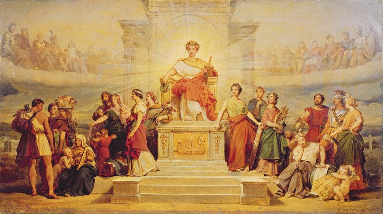 Allegory of the City of Paris, studie for utsmykningen av Hotel de Ville, 1842 av Francois Edouard Picot